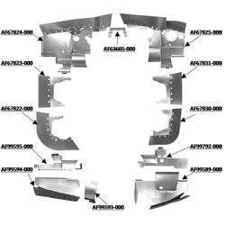 Engine Baffle Kit, Powder Coat, Blue Seals